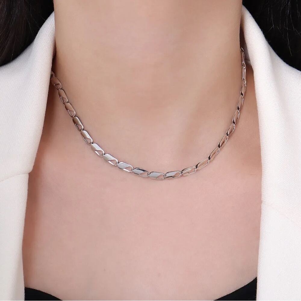NEW 18K white gold plated chain necklace jewelry B5A